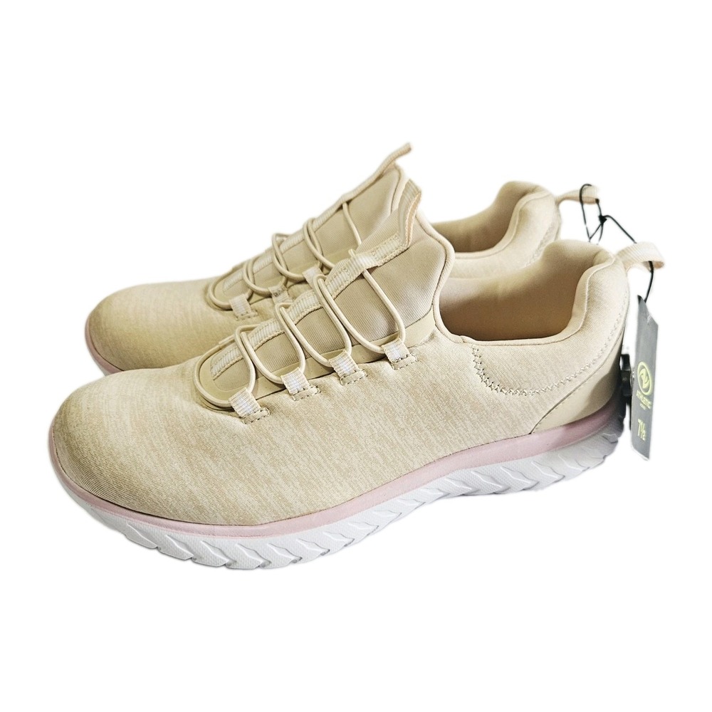 NWT Athletic Works Women's Bungee Slip On Sneakers Size 7.5 Memory Foam Cream